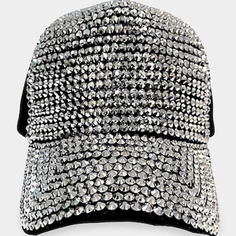 Black Clear Rhinestone Baseball Hat